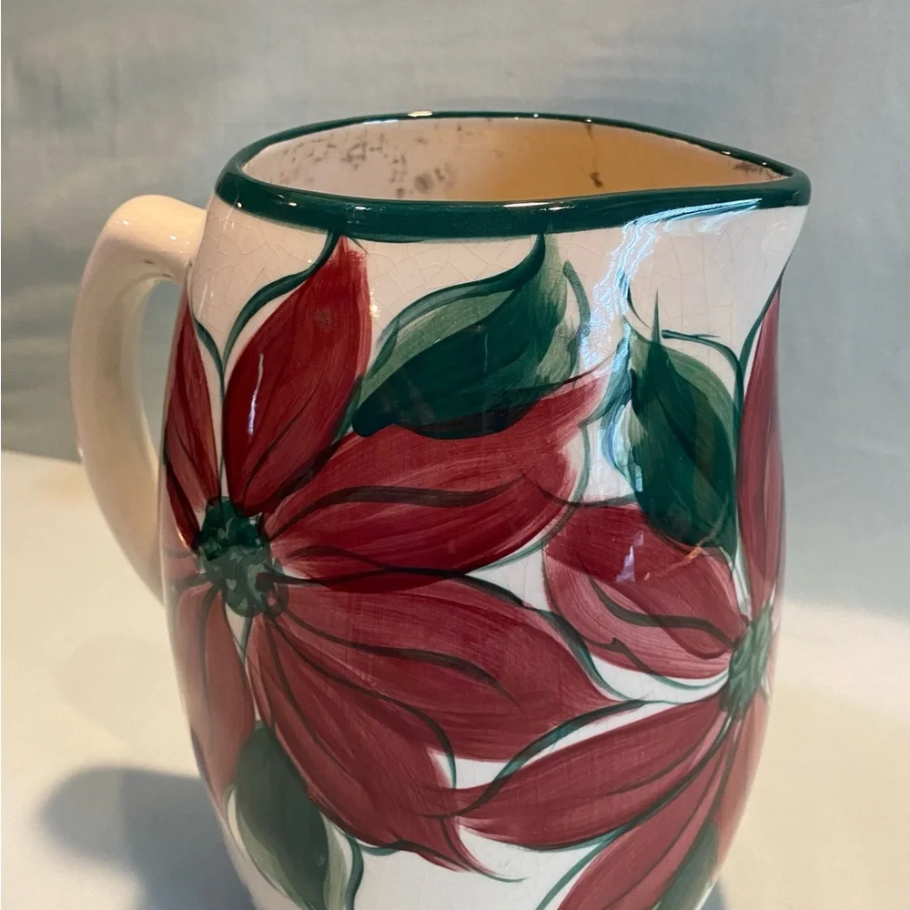 Gail Pittman Pottery Poinsettia Pitcher - Picture 8 of 15